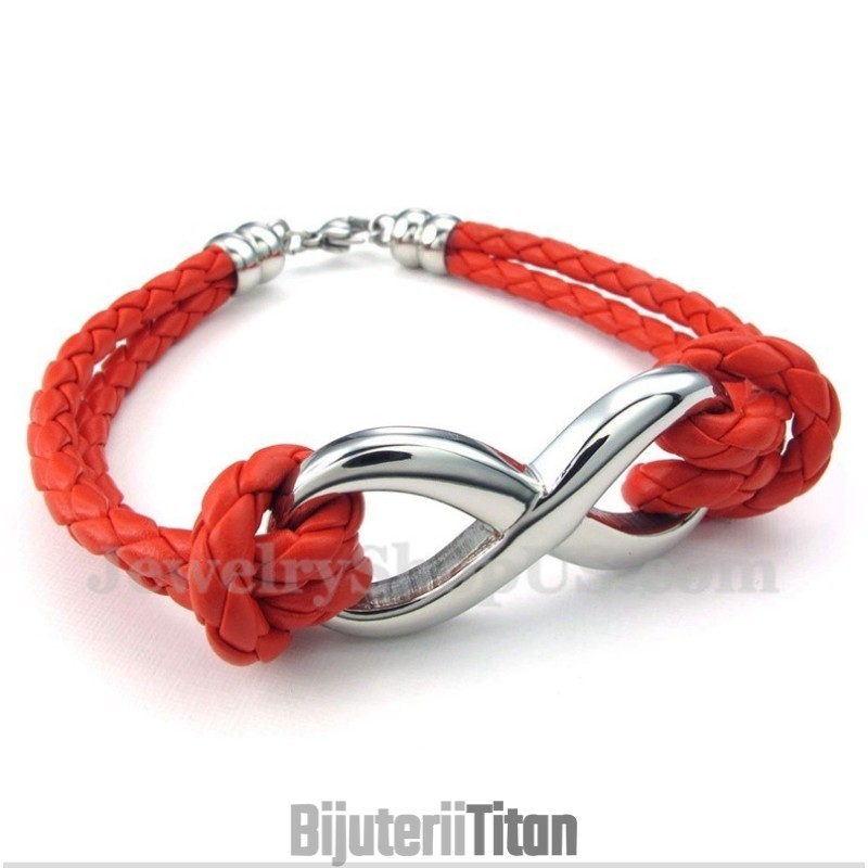 Brățară Bărbătească Din Piele Cu Simbolul Infinitului Din Titan Brățară Bărbătească Din Piele Cu Simbolul Infinitului Din Titan