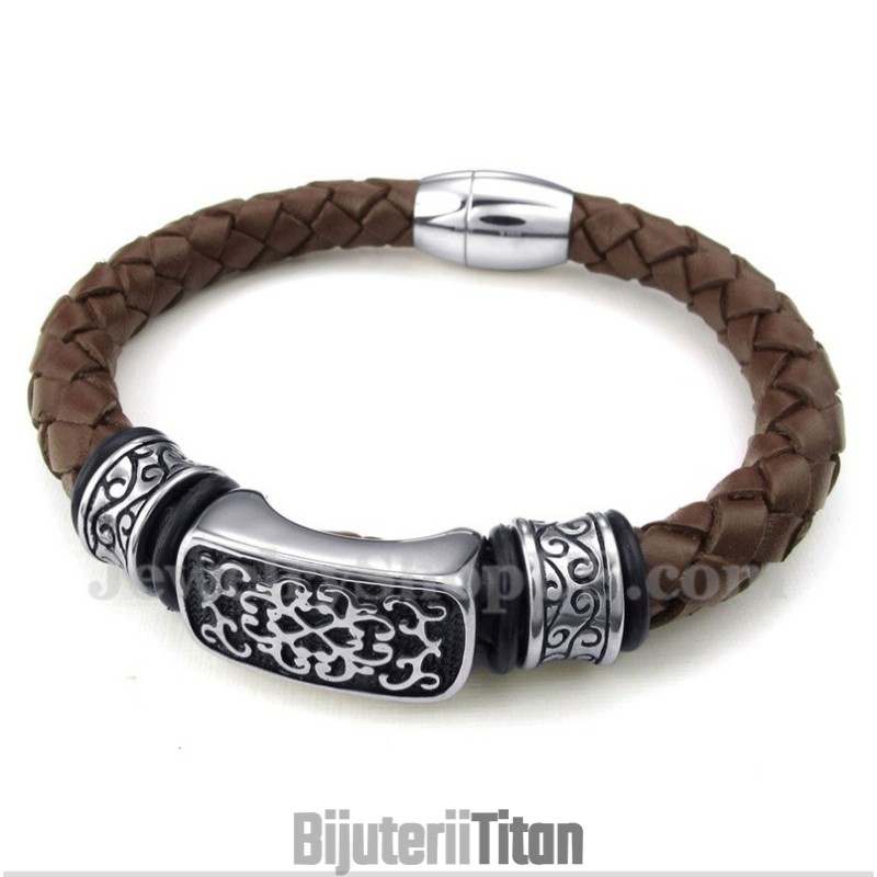 Brățară Din Piele Și Titan Pentru Bărbați