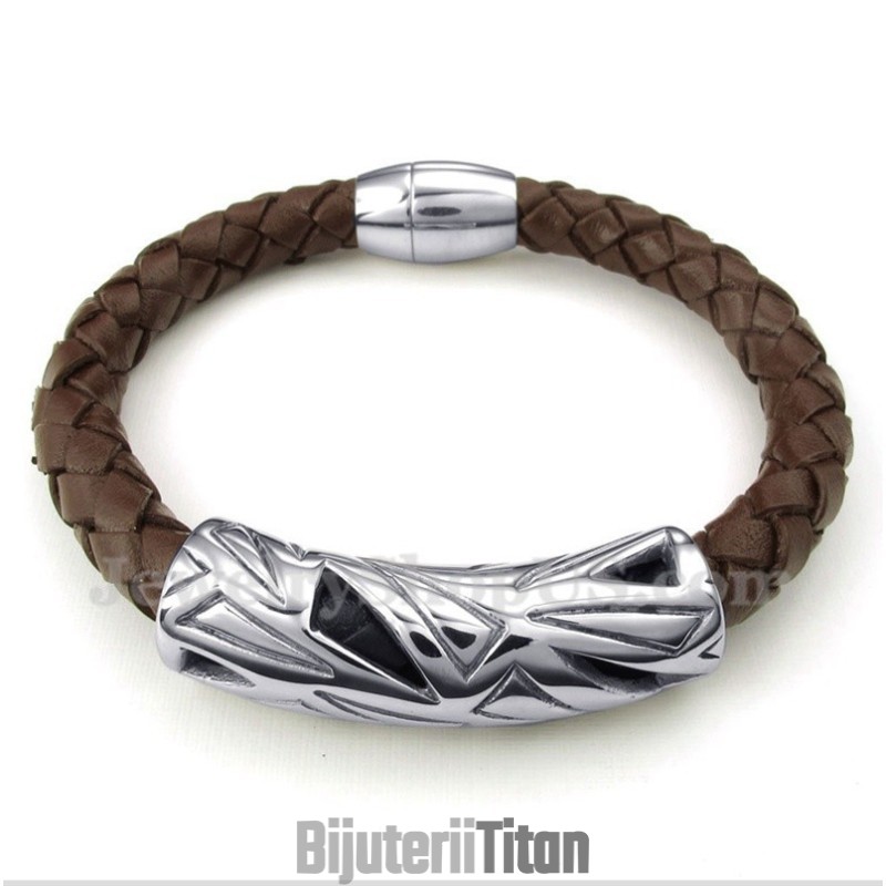 Brățară Din Piele Și Titan Pentru Bărbați Brățară Din Piele Și Titan Pentru Bărbați