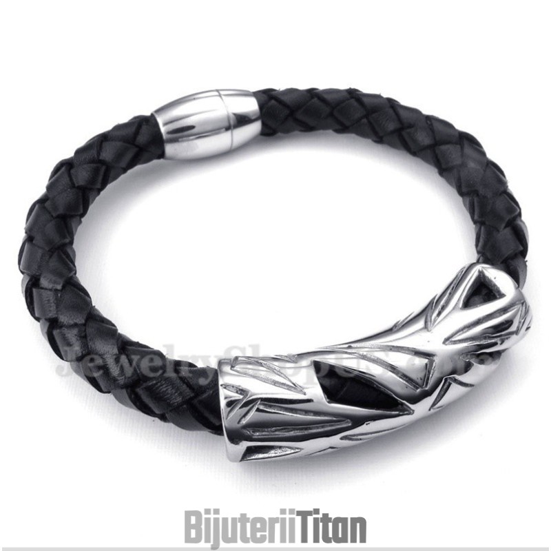 Brățară Din Piele Și Titan Pentru Bărbați Brățară Din Piele Și Titan Pentru Bărbați