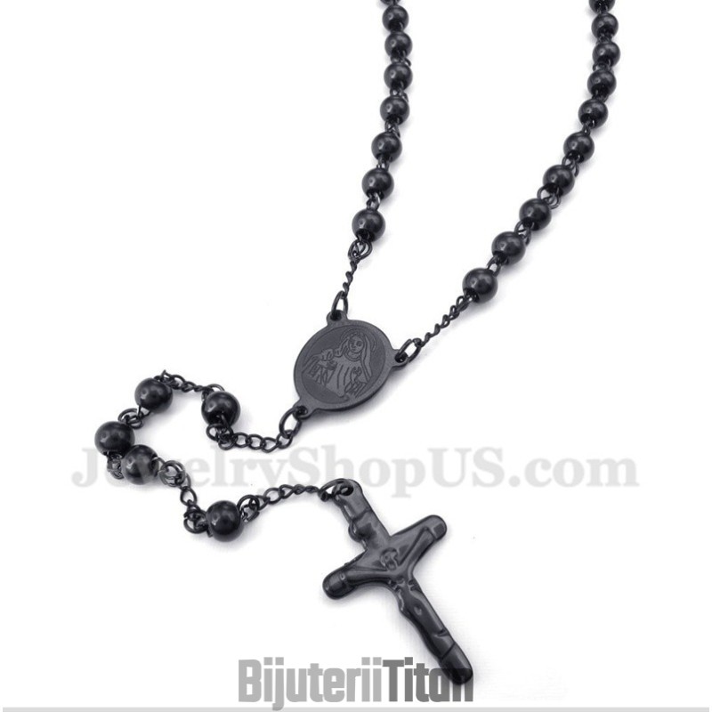 Colier Bărbătesc Cu Isus Din Titan Negru