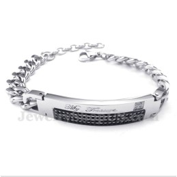 Brățară Bărbătească Din Titan Cu Diamant Negru Pentru Cupluri