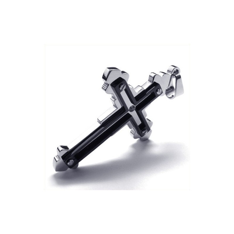 Pandantiv Din Titan Cu Cruce La Modă (Negru)