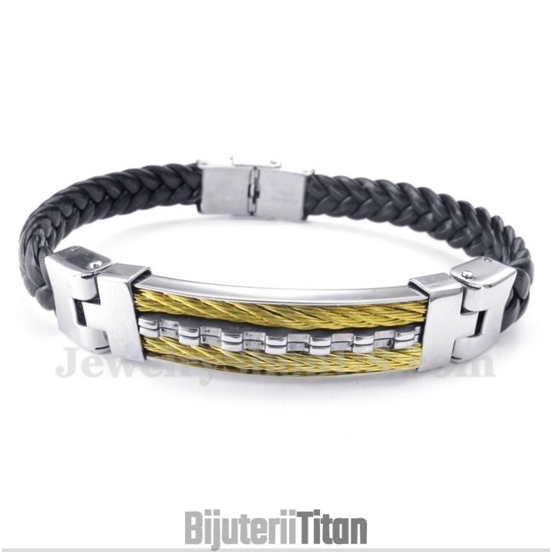 Brățară Din Piele Și Titan Pentru Bărbați Brățară Din Piele Și Titan Pentru Bărbați