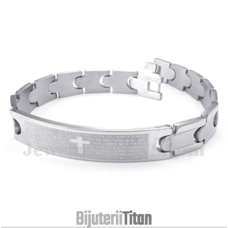 Brățară Bărbătească Din Titan Cu Versete Biblice În Spaniolă Brățară Bărbătească Din Titan Cu Versete Biblice În Spaniolă