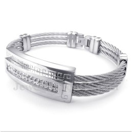 Brățară Bărbătească Din Titan Cu Cablu Și Diamant
