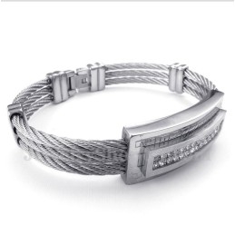Brățară Bărbătească Din Titan Cu Cablu Și Diamant
