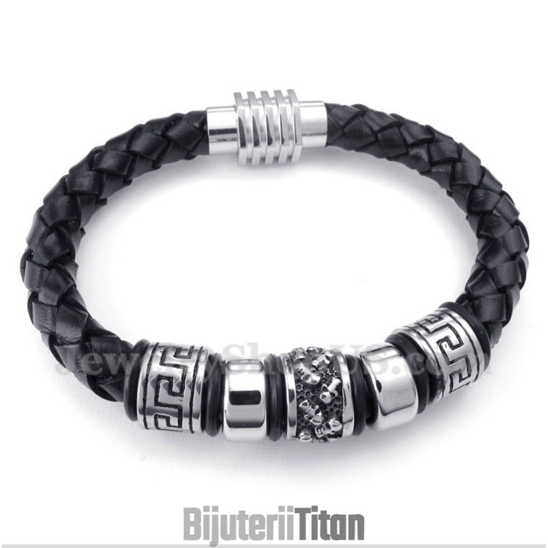 Brățară Din Piele Și Titan Pentru Bărbați