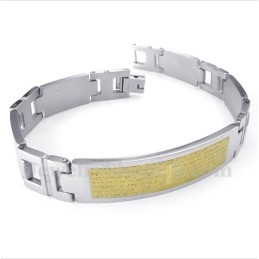 Brățară Bărbătească Din Titan Cu Cruce Și Aur, Cu Versete Biblice