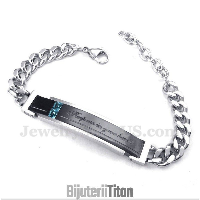 Brățară Bărbătească Din Titan Cu Diamante Pentru Cupluri