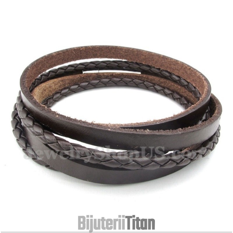 Brățară Din Piele Și Titan Pentru Bărbați Brățară Din Piele Și Titan Pentru Bărbați