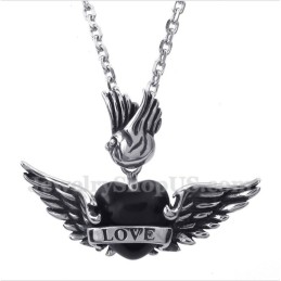Pandantiv Bărbătesc Din Titan Cu Aripi De Diamant Negru Love, Cu Lanț Gratuit
