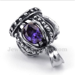 Pandantiv Bărbătesc Cu Coroană Din Titan, Cristal Violet, Cu Lanț Gratuit