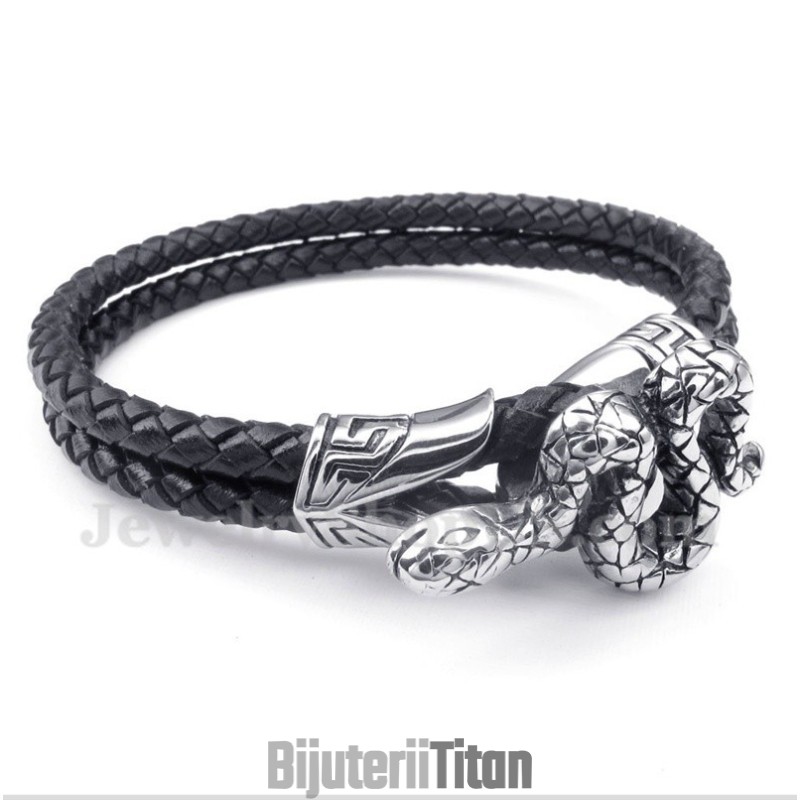 Brățară Din Piele Și Titan Pentru Bărbați