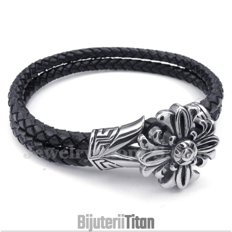 Brățară Din Piele Și Titan Pentru Bărbați