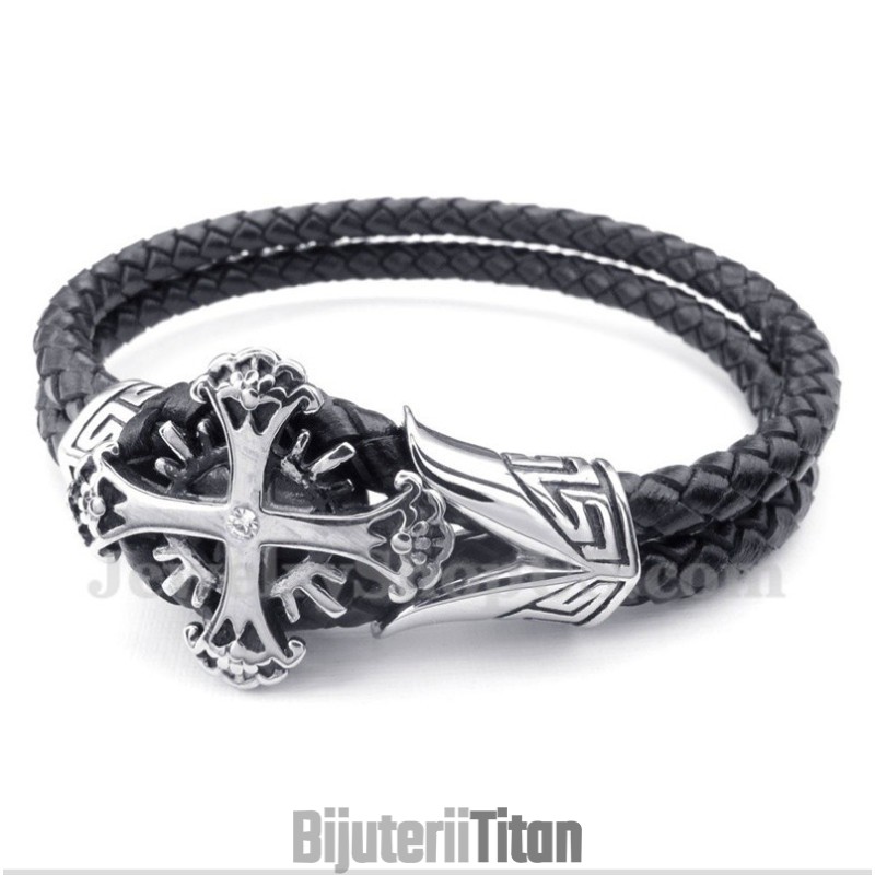 Brățară Din Piele Și Titan Pentru Bărbați Brățară Din Piele Și Titan Pentru Bărbați