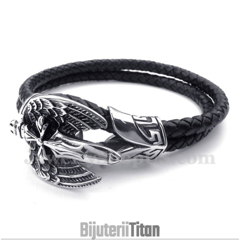 Brățară Din Piele Și Titan Pentru Bărbați Brățară Din Piele Și Titan Pentru Bărbați