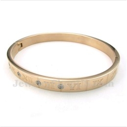 Brățară Bărbătească Din Titan, Diamant, Aur Roz Și Cifre Romane