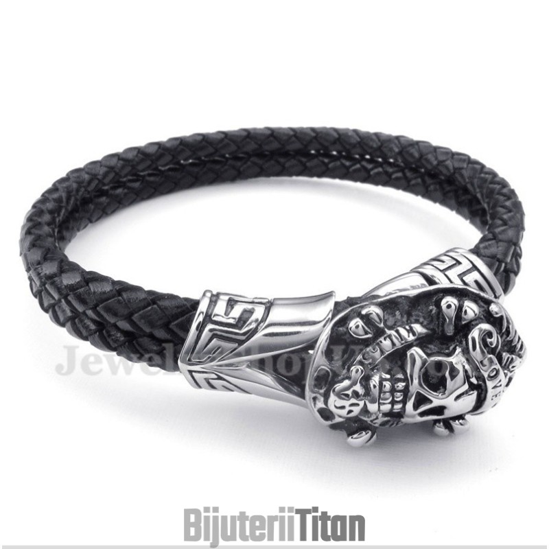 Brățară Din Piele Și Titan Pentru Bărbați