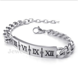 Brățară Bărbătească Din Titan Cu Cifre Romane Și Diamante