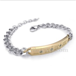Brățară Pentru Cupluri Cu Diamante Și Cifre Romane Din Titan (O Pereche)