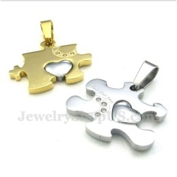 Pandantiv Pentru Cupluri Din Titan Și Aur, Puzzle, Cu Lanț Gratuit (O Pereche)