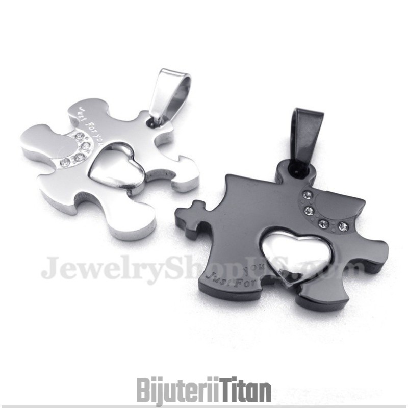 Pandantiv Pentru Cupluri Puzzle Din Titan Negru Cu Lanț Gratuit (O Pereche) Pandantiv Pentru Cupluri Puzzle Din Titan Negru Cu Lanț Gratuit (O Pereche)