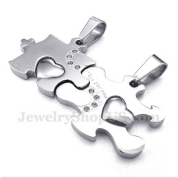 Pandantiv Puzzle Din Titan Pentru Cuplu Cu Lanț Gratuit (O Pereche)