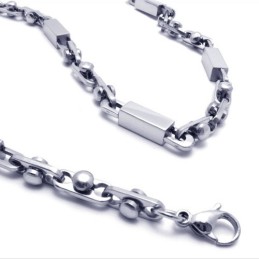 Colier Cuboid Din Titan Și Argint De 21,9 Inci