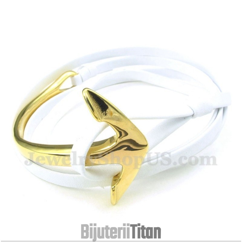 Brățară Bărbătească Din Piele Cu Ancoră Din Titan