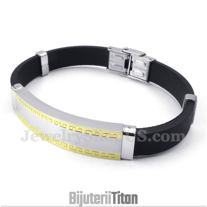 Brățară Bărbătească Din Titan Și Cauciuc