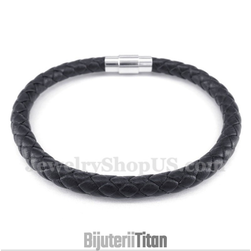 Brățară Bărbătească Din Piele Neagră