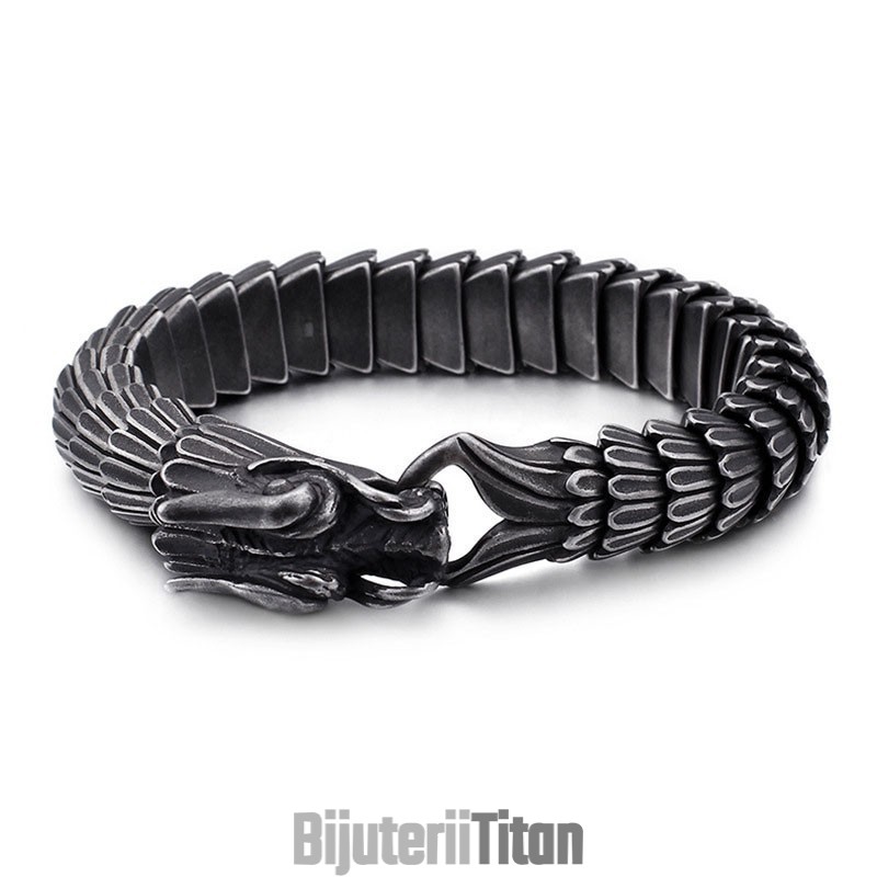 Brățară Bărbătească Din Titan Cu Model Vintage De Solzi De Dragon