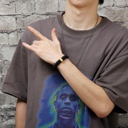 Brățară Din Titan Turcoaz, Brățară Din Piele Cu Cruce Pentru Bărbați, La Modă