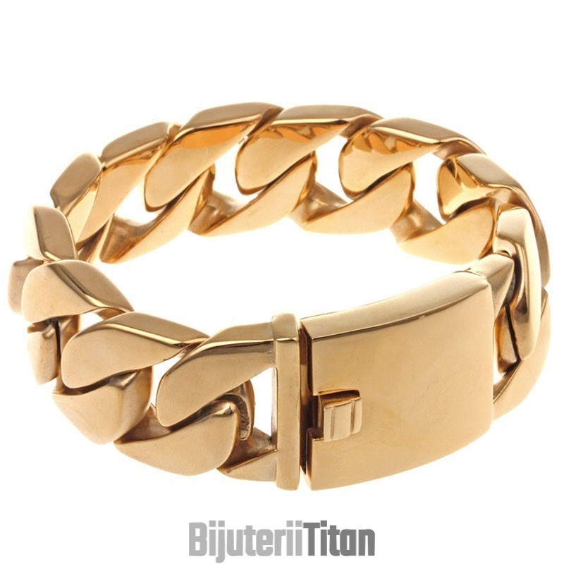 Brățară Groasă Cuba Pentru Bărbați Din Titan, Stil Hip Hop, La Modă, Pentru Bărbați, Placată Cu Aur De 18K Brățară Groasă Cuba Pentru Bărbați Din Titan, Stil Hip Hop, La Modă, Pentru Bărbați, Placată Cu Aur De 18K