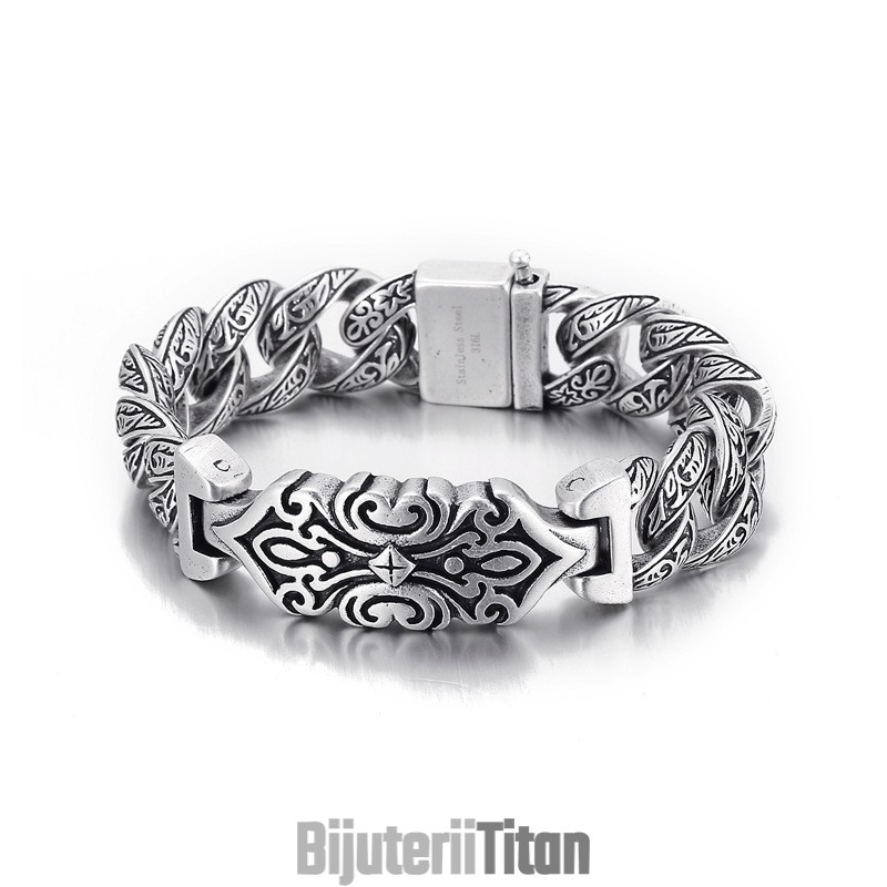 Brățară Bărbătească Din Titan Cu Model Vintage, Cruce Brățară Bărbătească Din Titan Cu Model Vintage, Cruce