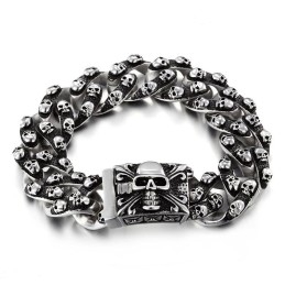 Brățară Retro Cool Cu Craniu Pentru Bărbați, Din Titan, Rock Chic, Cu Cap De Fantomă, Accesorii Pentru Bărbați Tide