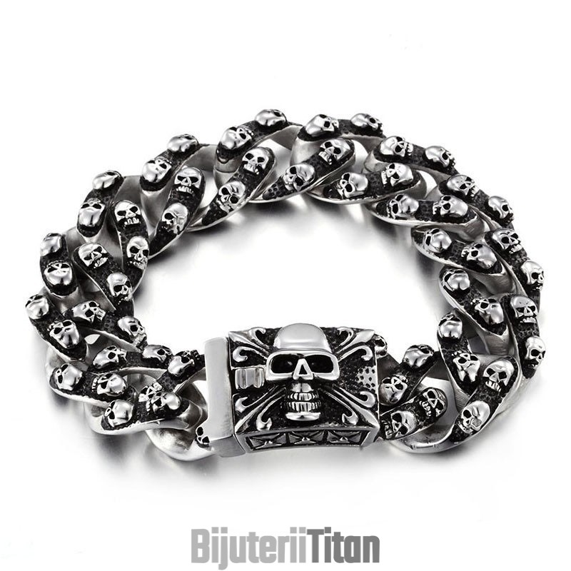 Brățară Retro Cool Cu Craniu Pentru Bărbați, Din Titan, Rock Chic, Cu Cap De Fantomă, Accesorii Pentru Bărbați Tide