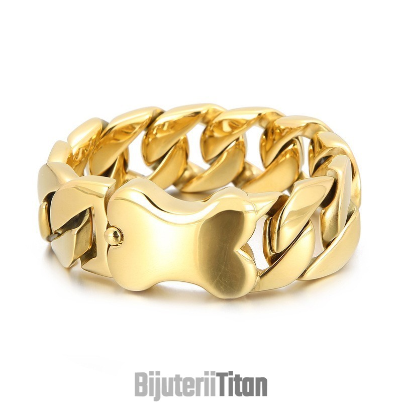 Brățară Bărbătească Lustruită Cu Lanț Cubanez Nou, Cu Încuietoare Cool Bone Insert Brățară Bărbătească Lustruită Cu Lanț Cubanez Nou, Cu Încuietoare Cool Bone Insert