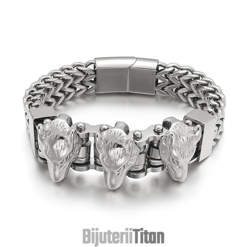 Brățară Din Titan Pentru Bărbați Wolf Head Brățară Din Titan Pentru Bărbați Wolf Head