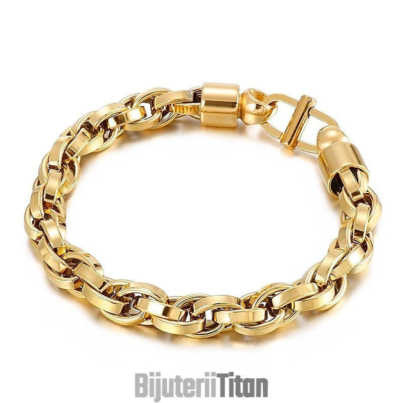 Brățară Din Titan Cu Lanț Oval Răsucit, Cu Încuietoare De Caractere, Pentru Bărbați Brățară Din Titan Cu Lanț Oval Răsucit, Cu Încuietoare De Caractere, Pentru Bărbați