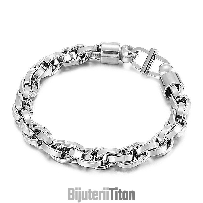 Brățară Bărbătească Din Titan Cu Lanț Oval Răsucit