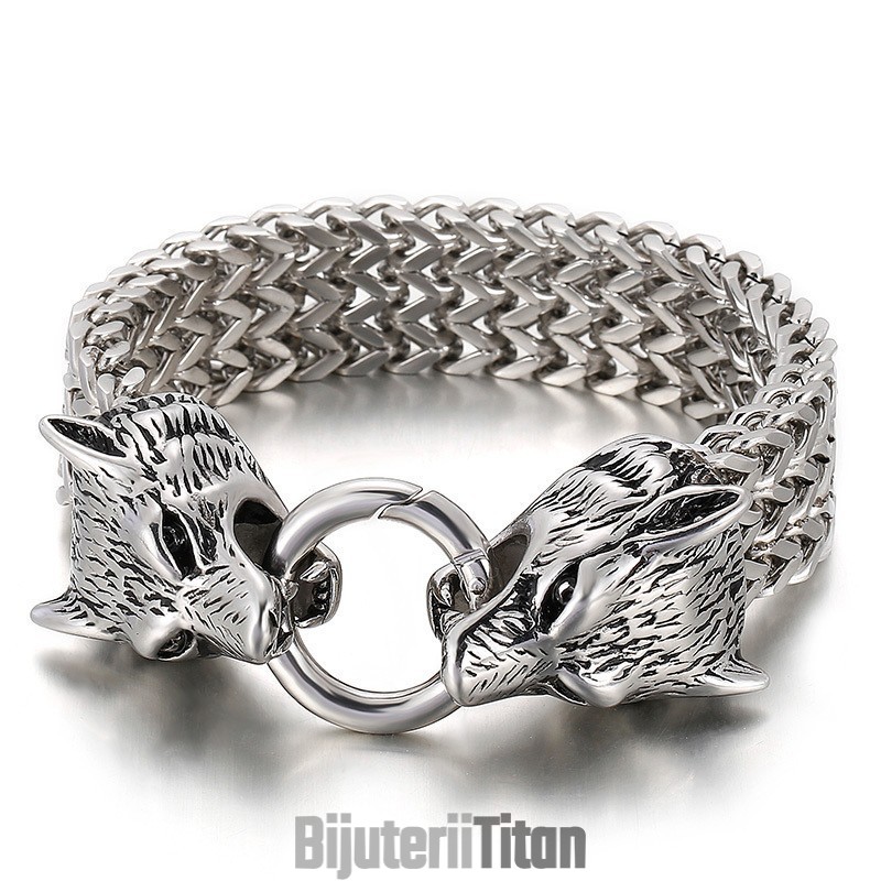 Brățară Elegantă Și Modernă Din Titan Cu Cap De Lup Brățară Elegantă Și Modernă Din Titan Cu Cap De Lup