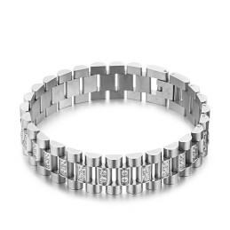 Brățară Bărbătească Cu Diamante Asortate, Lejer