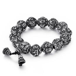 Brățară De Titan Pentru Bărbați, Bijuterii De Modă Din Titan, Șase Cuvinte Ale Adevărului, Buddha, Cu Mărgele, Brățară Din Titan