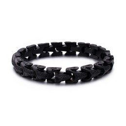 Brățară Bărbătească Neagră Din Titan, Model Cu Solzi De Dragon
