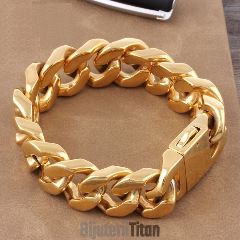 Brățară De Titan Pentru Bărbați La Modă, Tip Geometric, Secțiune Groasă, Brățară