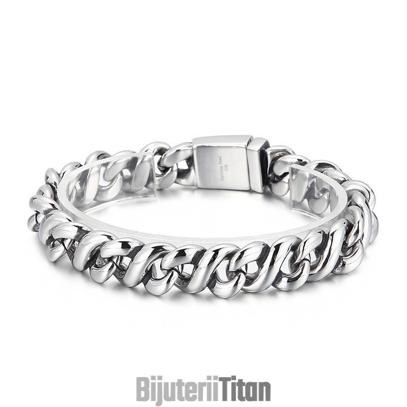 Brățară Elegantă Din Titan Lustruit La Modă Pentru Bărbați