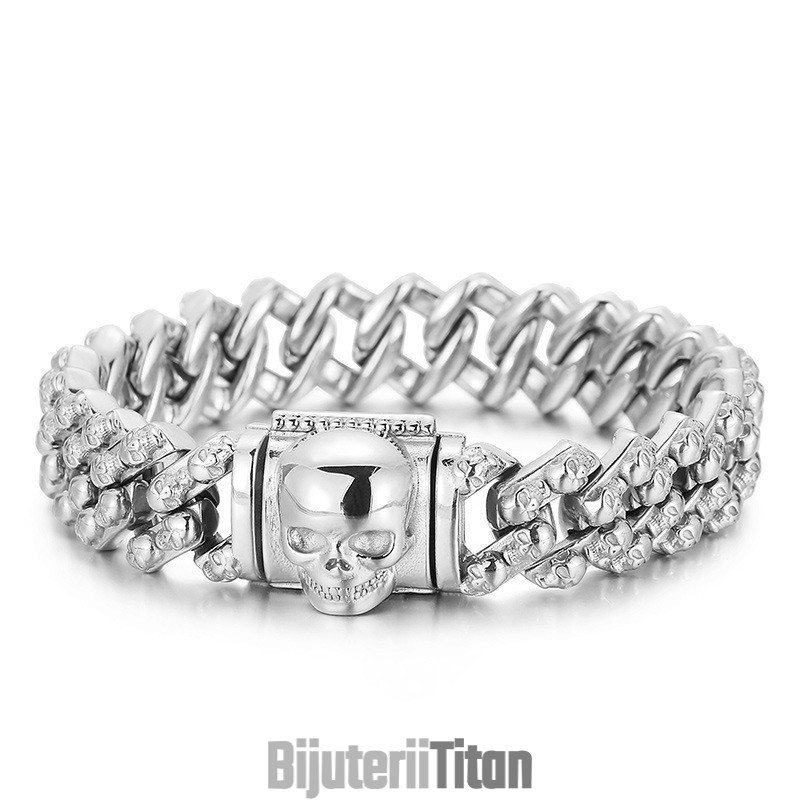 Brățară Vintage Din Titan Cu Craniu Electroplacat Pentru Bărbați Brățară Vintage Din Titan Cu Craniu Electroplacat Pentru Bărbați