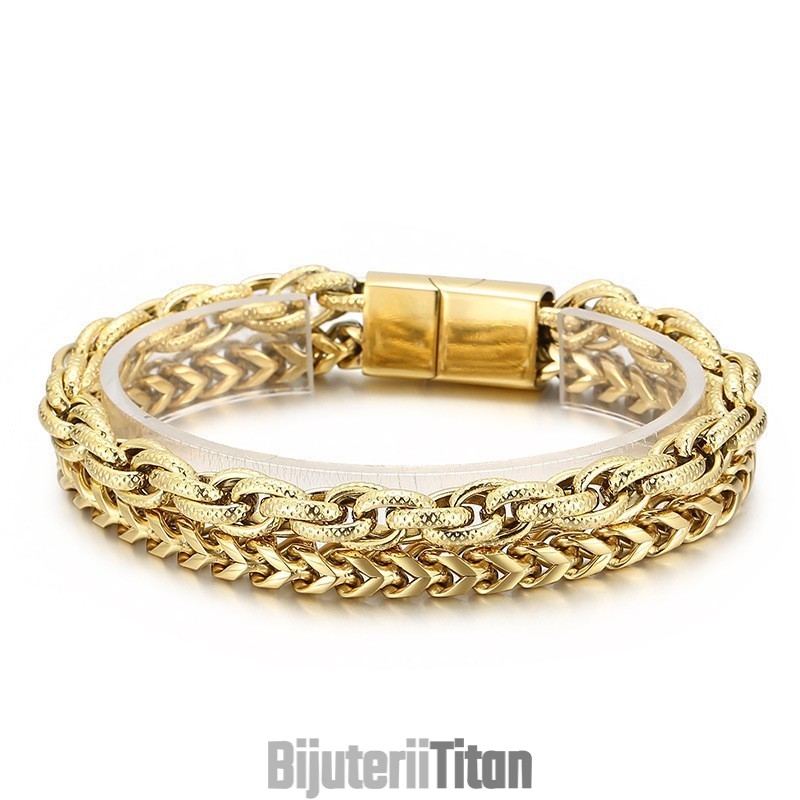 Brățară Din Titan Cu Strat Dublu Placată În Vid La Modă Pentru Bărbați